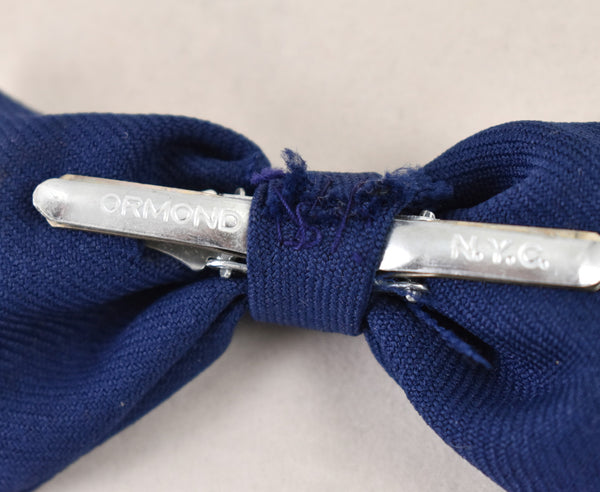 1950s Small Blue Clip On Bow Tie