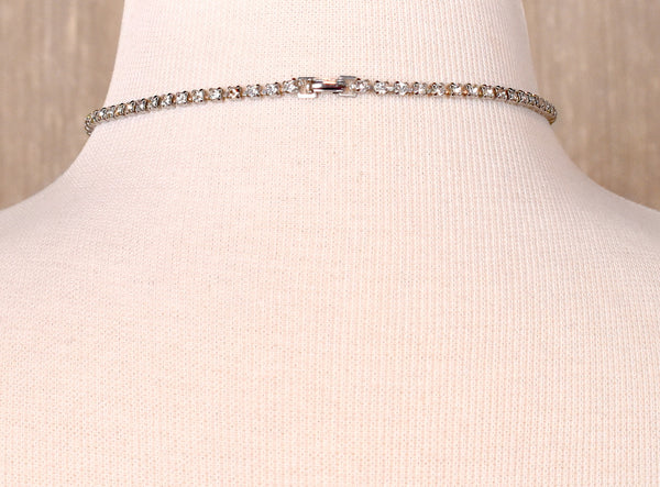 Dangling Rhinestone Flower Choker Necklace