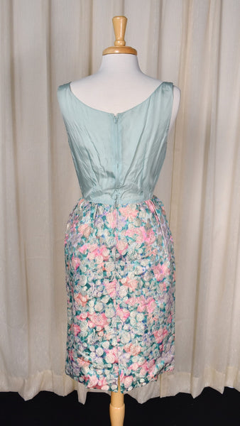 1960s Metallic Floral Brocade Sheath Dress Set