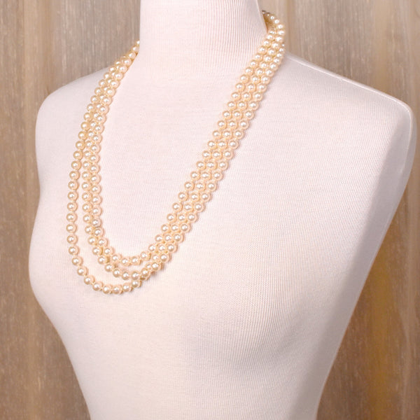 Extra Long White Faux Pearl Necklace