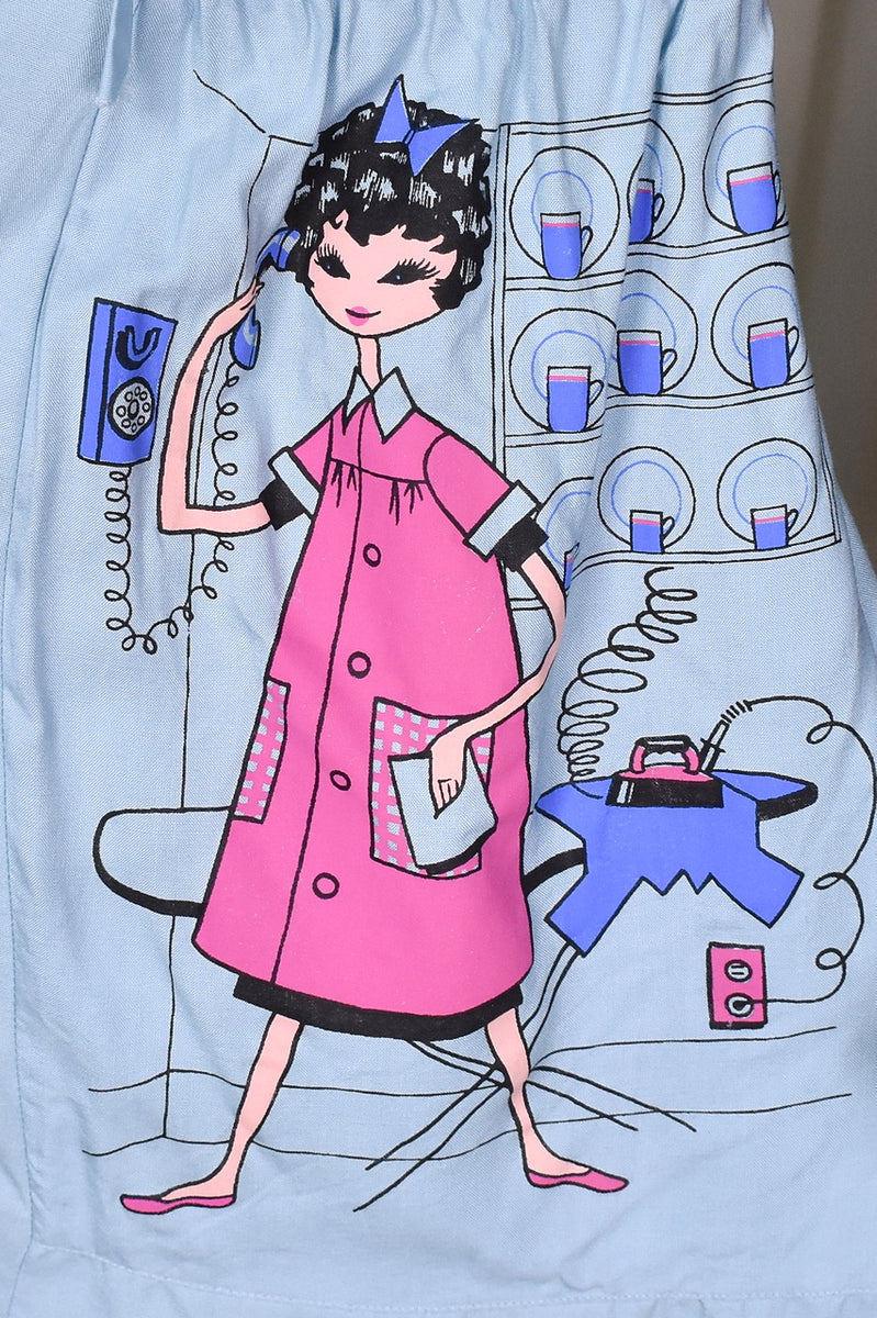 1950s Novelty House Chores Pocket Dress Cats Like Us