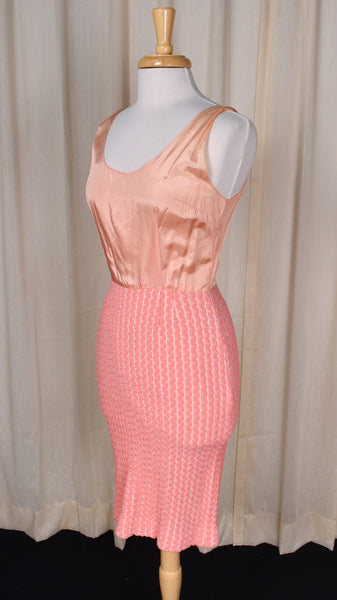 1960s Peach Knit 3pc Coat Dress Set