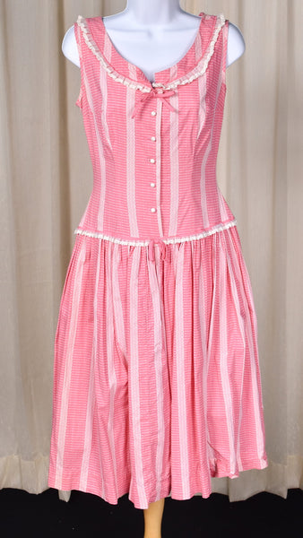 1960s Pink Ruffle Swing Dress