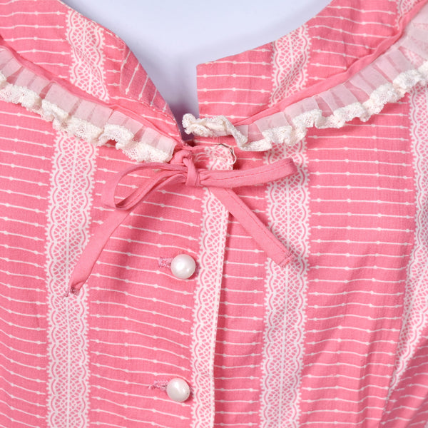 1960s Pink Ruffle Swing Dress