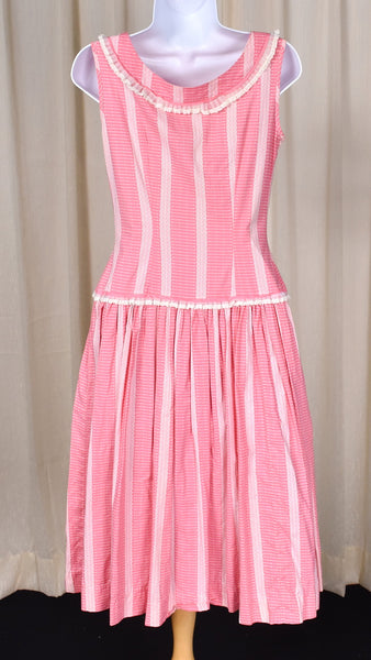 1960s Pink Ruffle Swing Dress