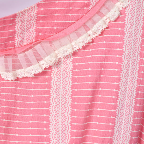 1960s Pink Ruffle Swing Dress