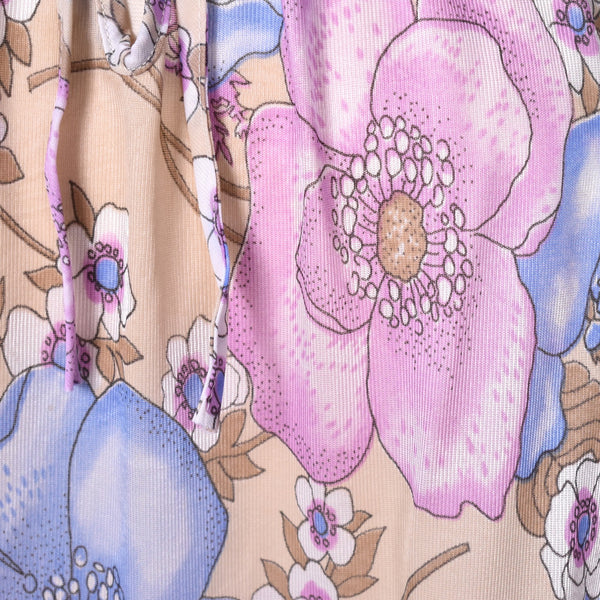 1970s Sheer Floral Butterfly Sleeve Maxi Dress