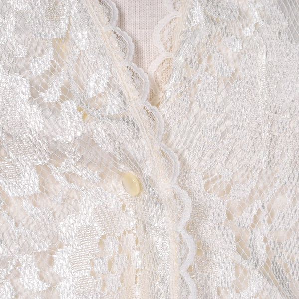 1940s Style Romantic Cream Lace Skirt Suit