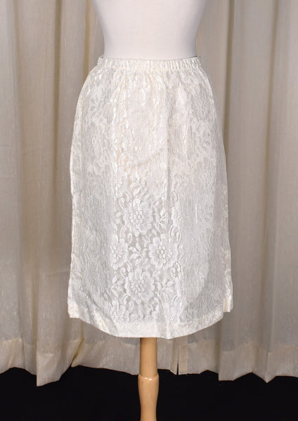 1940s Style Romantic Cream Lace Skirt Suit