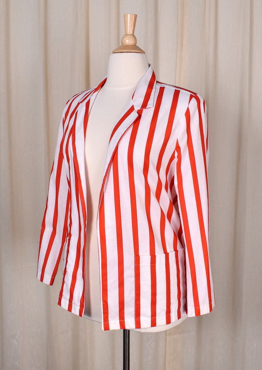 The Candy Stripe Blazer: 1980s Deadstock NWT Vintage Rainbow Stripes Boho Cotton Sports Jacket with Pockets - Random Sportswear Made in USA online