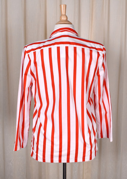 1980s Red & White Striped Blazer Jacket
