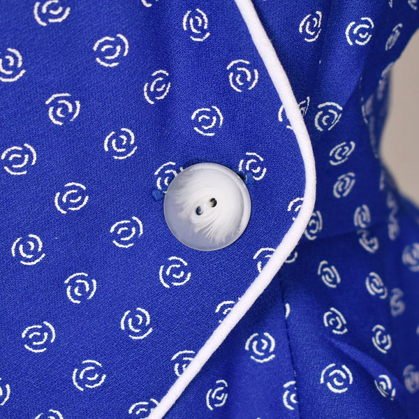 1940s Style Blue Swirl Peplum Top