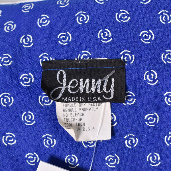 1940s Style Blue Swirl Peplum Top