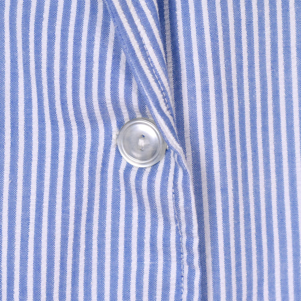 1970s Blue Striped Seersucker Blazer Jacket