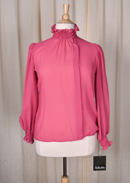 NWT 1980s Sheer Rose Asymmetrical Blouse