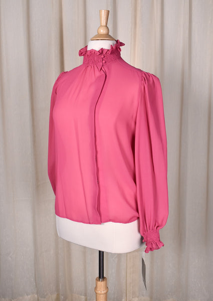 NWT 1980s Sheer Rose Asymmetrical Blouse
