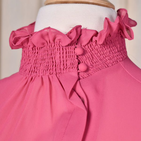 NWT 1980s Sheer Rose Asymmetrical Blouse