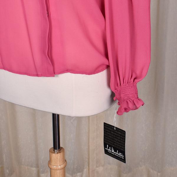 NWT 1980s Sheer Rose Asymmetrical Blouse