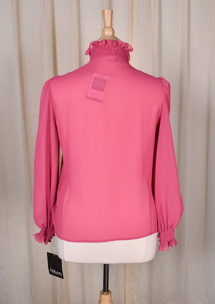 NWT 1980s Sheer Rose Asymmetrical Blouse
