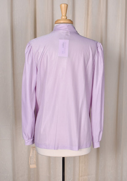 NWT 1940s Style Lavender Sheer Striped Bow Blouse