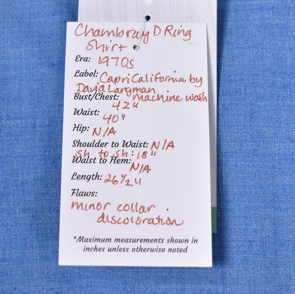 1970s Chambray D Ring Shirt