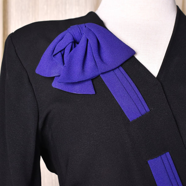 1940s Asymmetrical Bow Peplum Dress