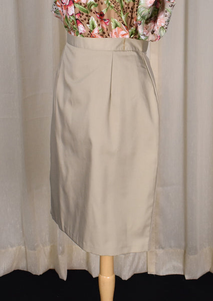 1950s Style Button Back Khaki Skirt