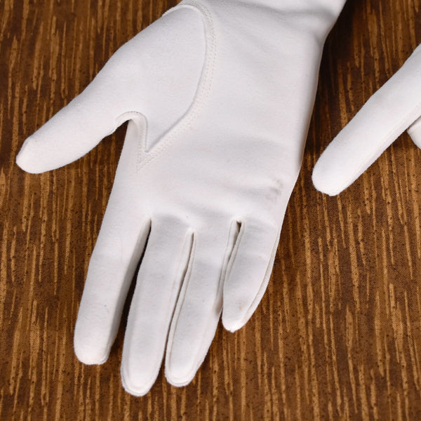 Long Off White Eyelet Bow Gloves