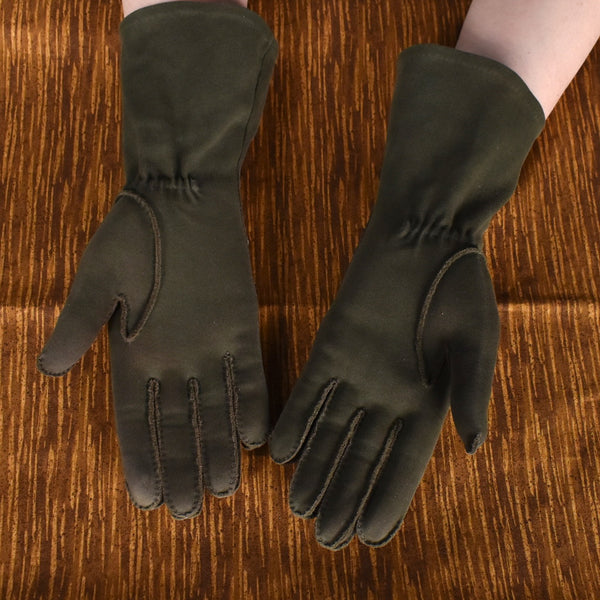 Long Army Green Eyelet Gloves