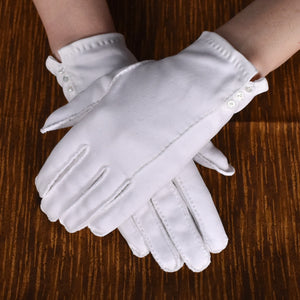 Short White Tiny Button Gloves