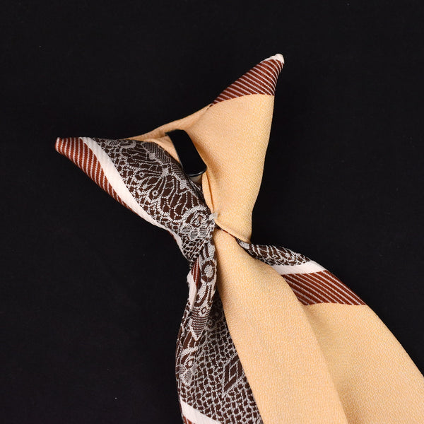 1970s Tan & Brown Stripe Clip On Tie
