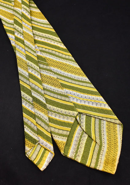 1940s Style Lime Green & Yellow Stripe Tie