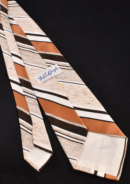 1940s Style Brown & Tan Textured Stripe Tie