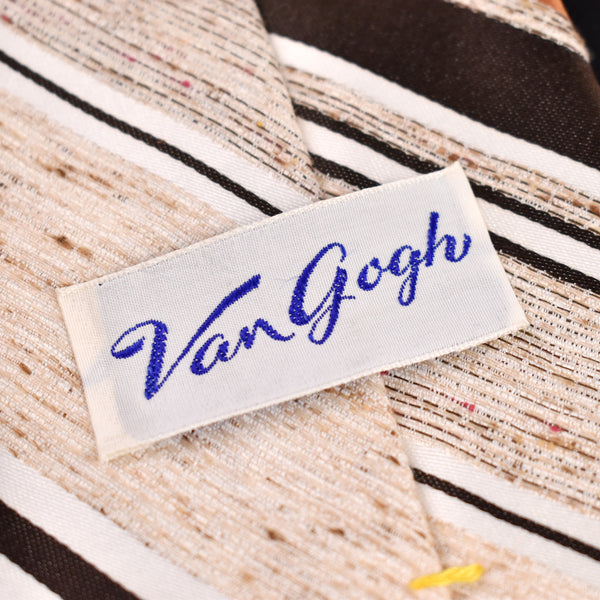 1940s Style Brown & Tan Textured Stripe Tie