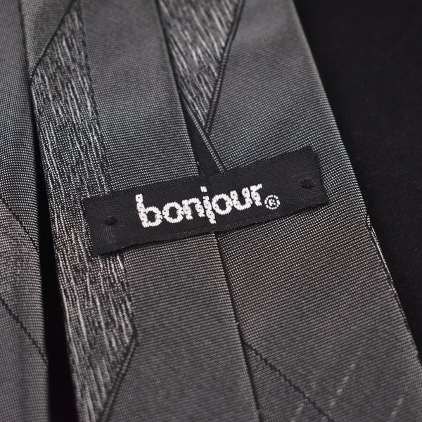 1990s Shiny Gray Geometric Tie