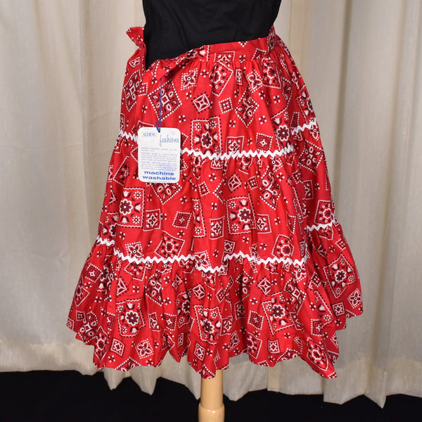 NWT 1960s Red Bandana Full Skirt