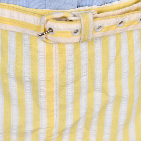1950s Yellow Striped Seersucker Shorts w Belt