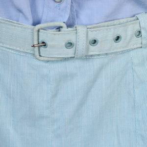 1960s Sky Blue Striped Shorts w Belt