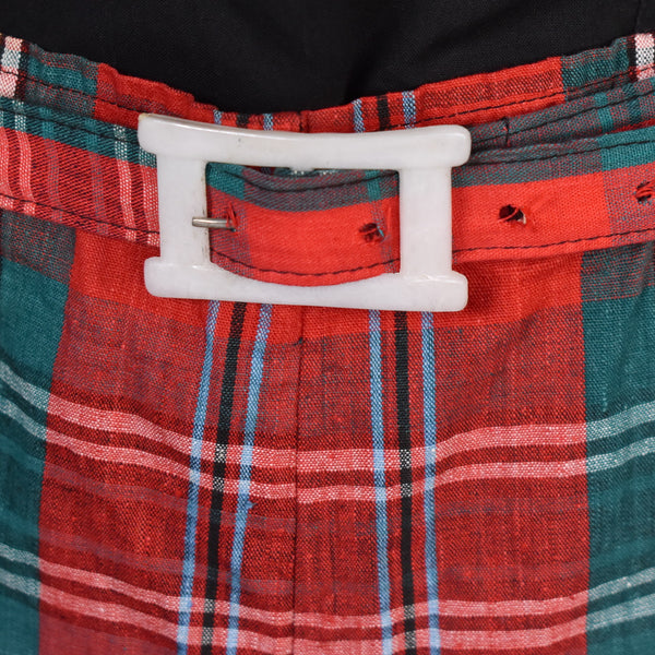 1950s Red Plaid High Waisted Shorts w Belt
