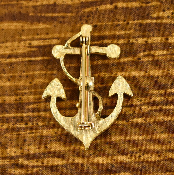 Enamel Anchor Brooch Pin