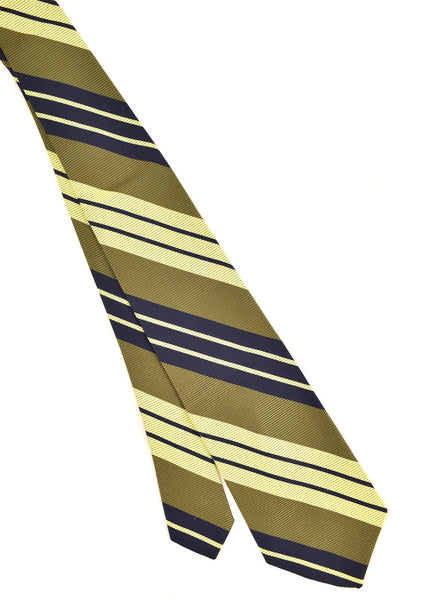 1940s Style Lime Olive & Navy Striped Tie