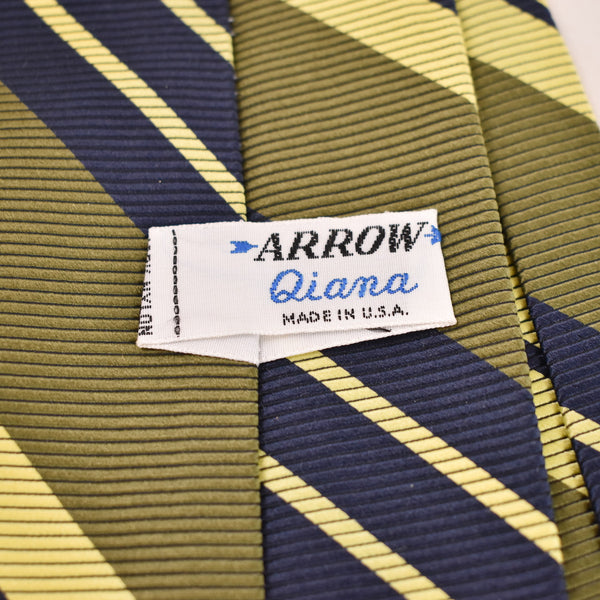 1940s Style Lime Olive & Navy Striped Tie