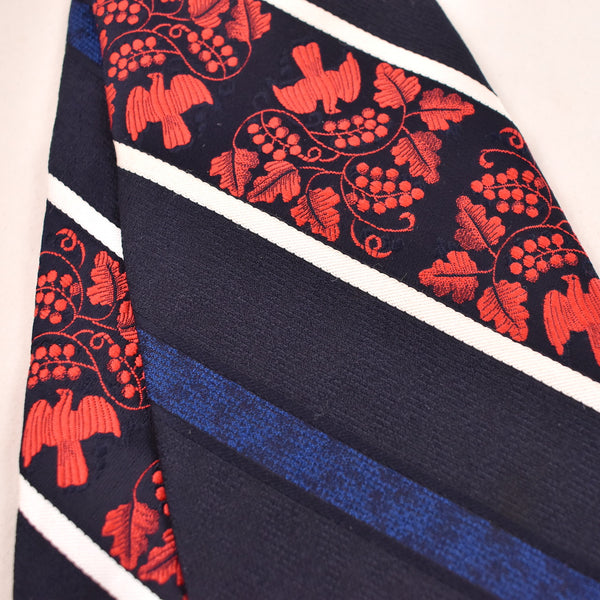 1940s Style Grapes & Doves Striped Tie