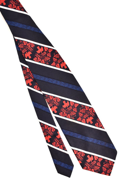 1940s Style Grapes & Doves Striped Tie