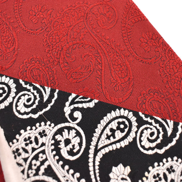 1940s Style Tall Red & Black Paisley Striped Tie