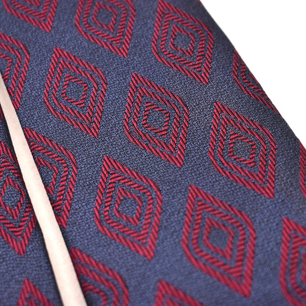 1990s Navy Red Diamond Silk Tie
