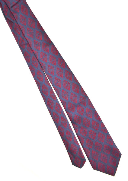 1990s Navy Red Diamond Silk Tie