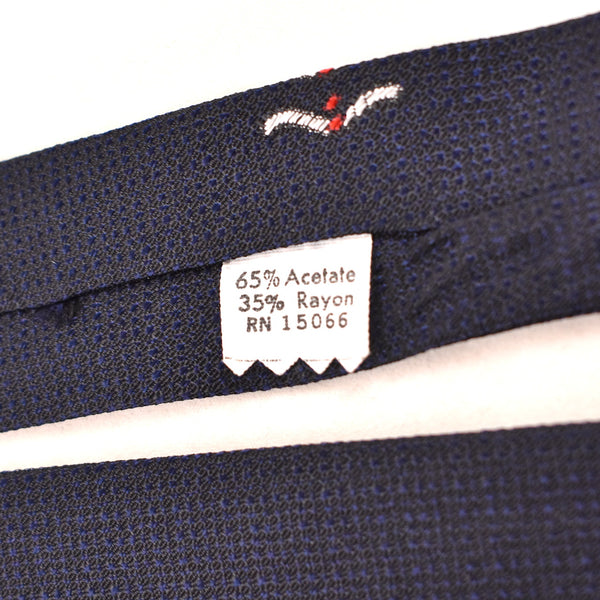 NOS 1960s Navy Blue Textured Double Bird Tie