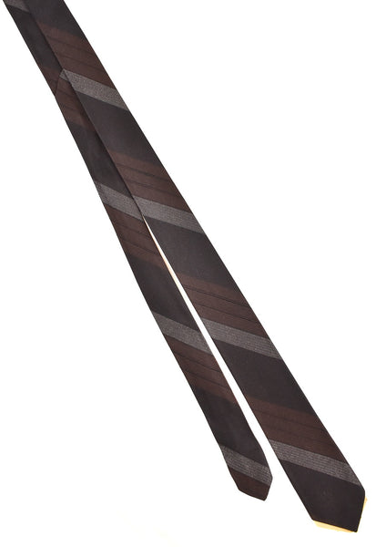 NOS 1960s Wide Stripe Black Brown & Gray Tie