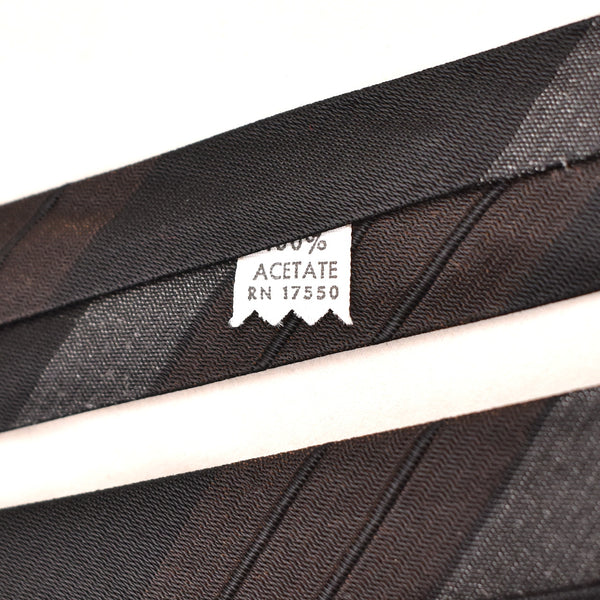NOS 1960s Wide Stripe Black Brown & Gray Tie